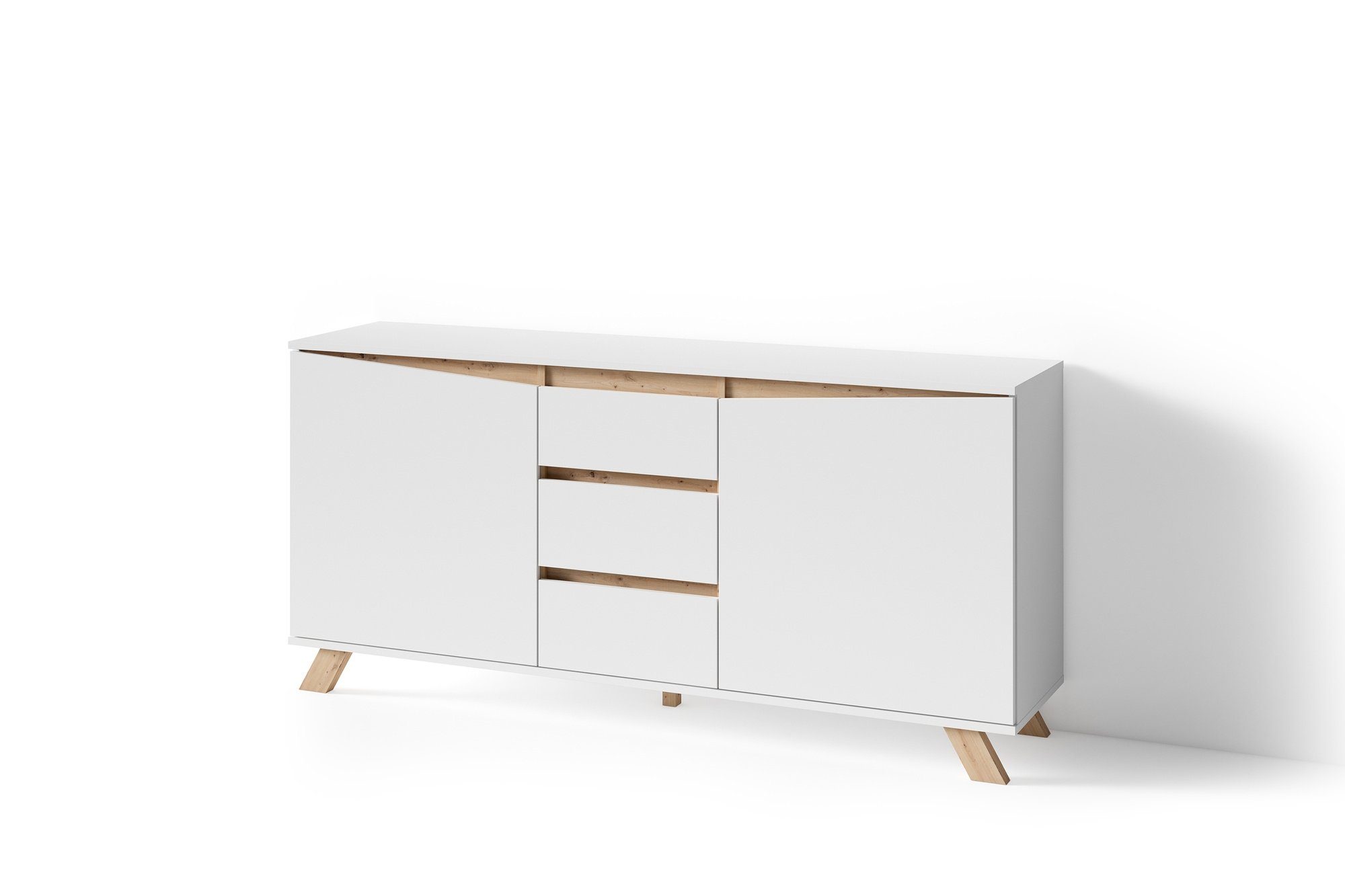 möbelando Sideboard VALENTIN (BxHxT: 160x80x38 cm), in weiß mit 3 Schubladen und 2 Türen