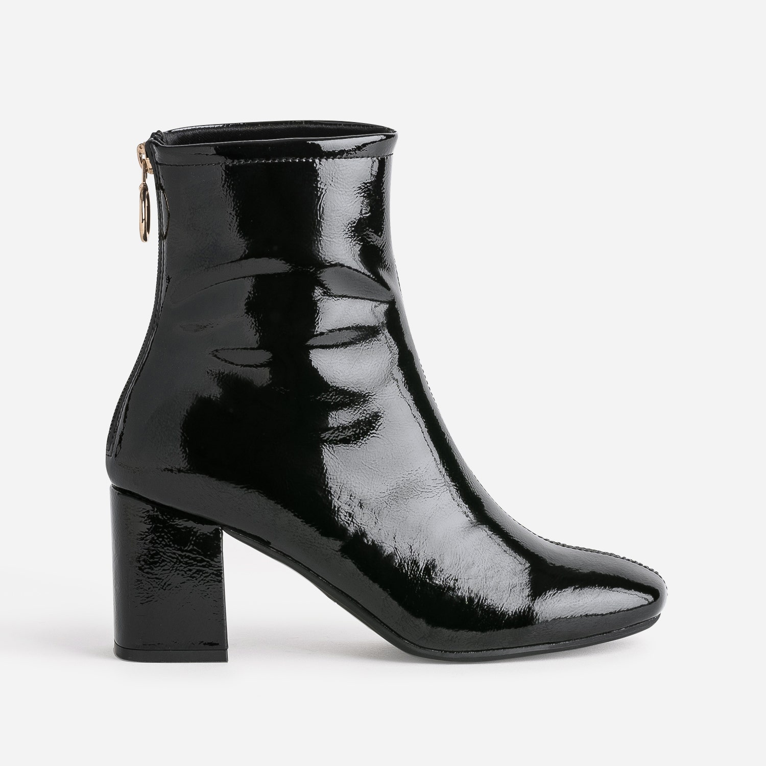 Boots noir verni à zip arrière