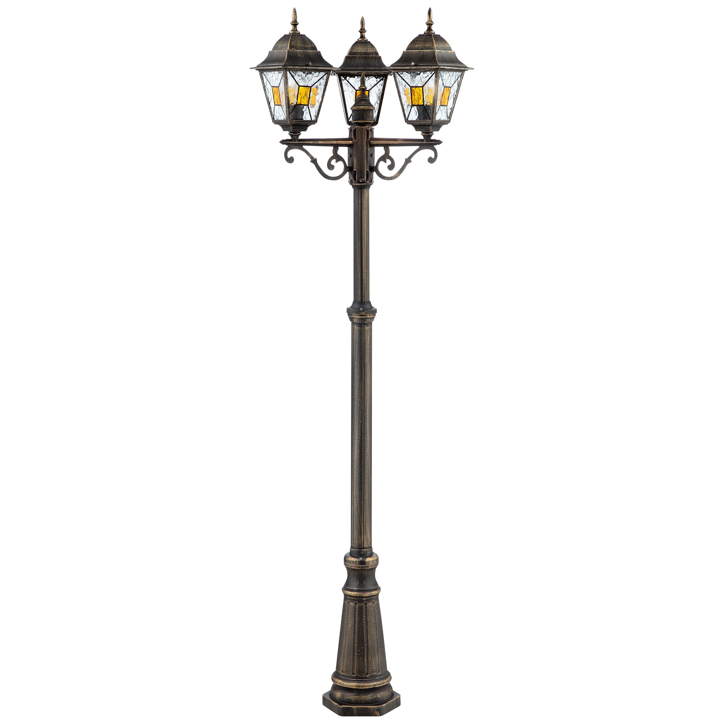 Lightbox Außen-Stehlampe, ohne Leuchtmittel, Außen Stehlampe, 220 cm Höhe, Ø 62 cm, 3 x E27, max. 60 W, Metall/Glas