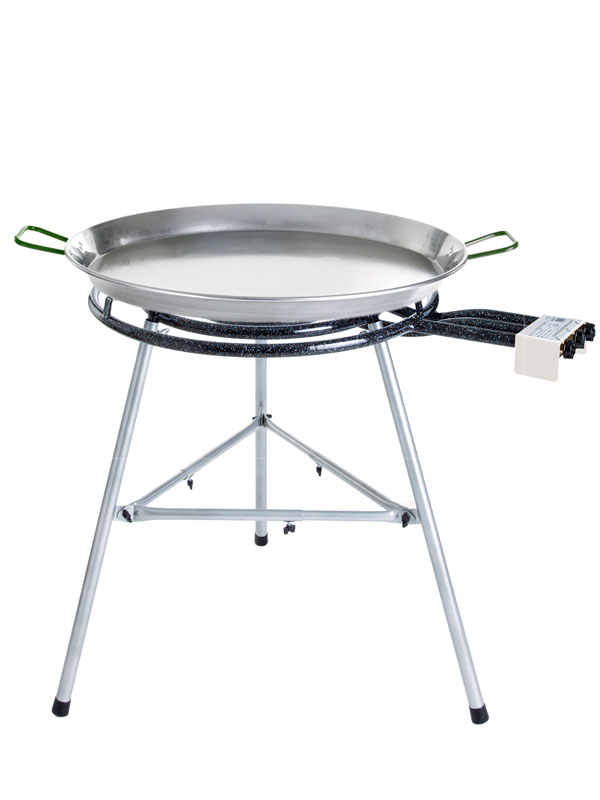 PaellaWorld International Paella World Gastro-Catering-Grill Comfort Line-Set 5, Pfanne 80cm, 3-Ring-Brenner 60cm, 27,4 kW, Dreibein-Ständer