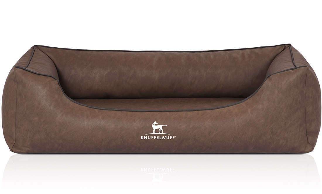 Knuffelwuff Hundebetten Knuffelwuff Hundebett Henderson aus marmoriertem Kunstleder braun XXXL