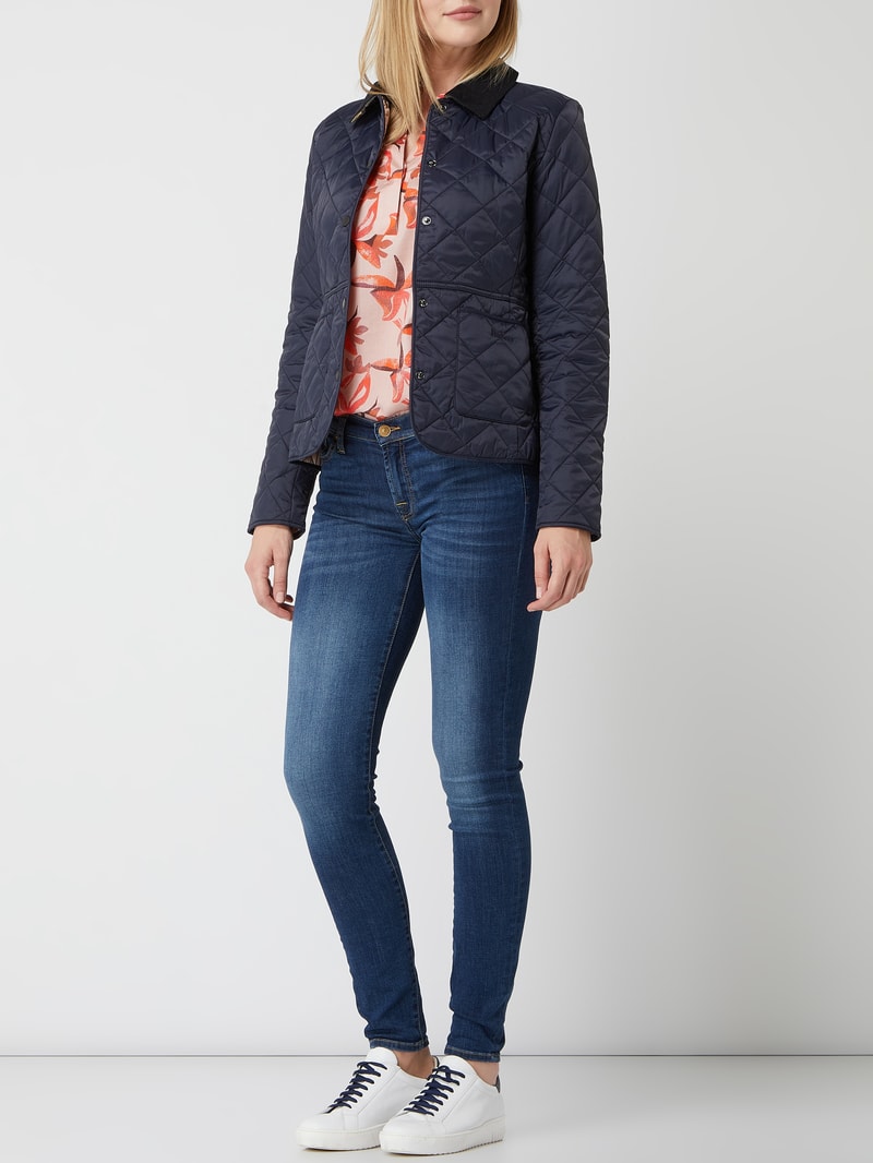Steppjacke mit Cordkragen Modell 'Deveron' in marineblau