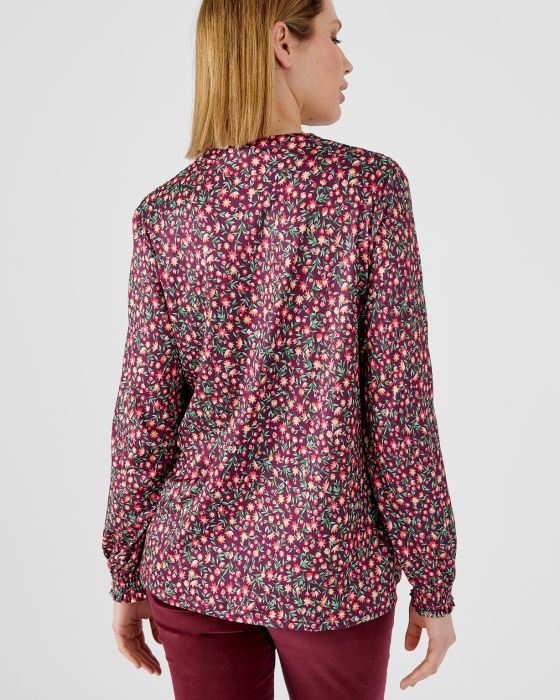 Chemisier fleuri à smocks