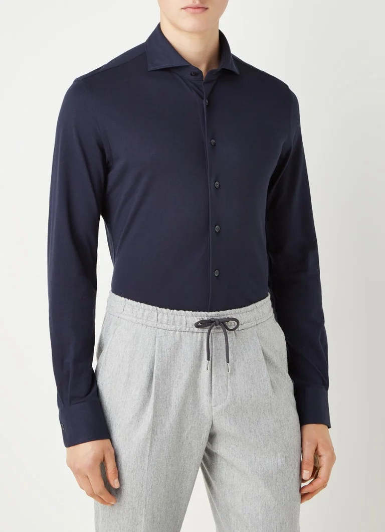 Profuomo Pletena košulja slim fit od pike pamuka