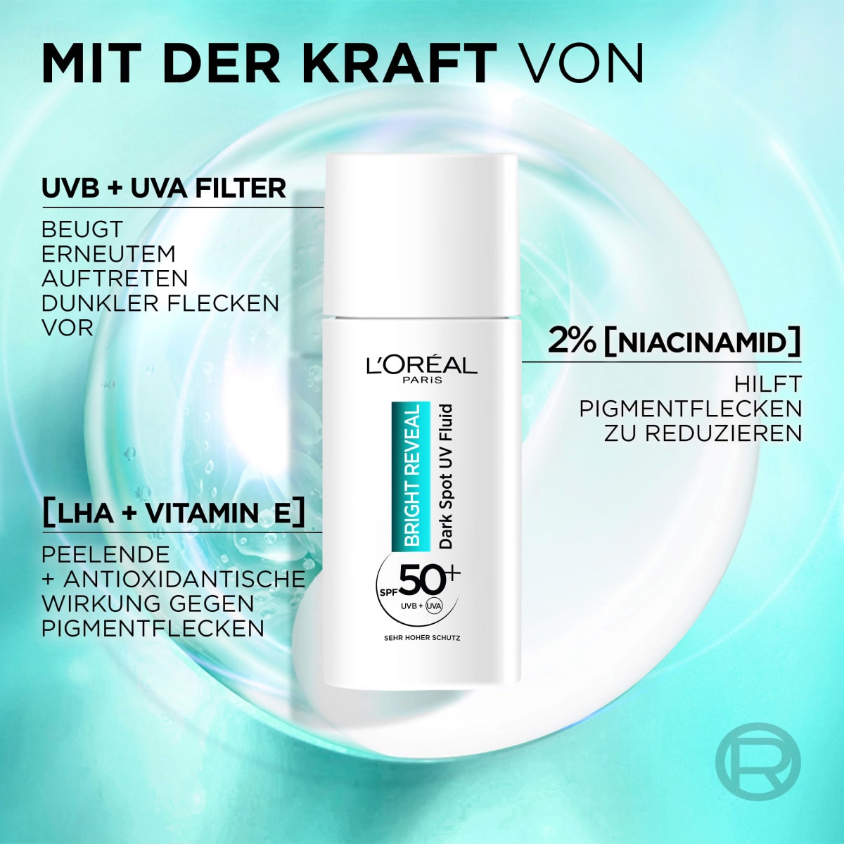 Fluid Bright Reveal Niacinamid+LHA LSF 50+, 50 ml