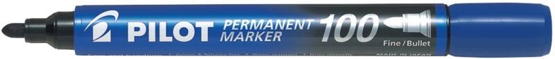 Pilot 100 Permanentmarker Fein Rundspitze 1 mm Blau