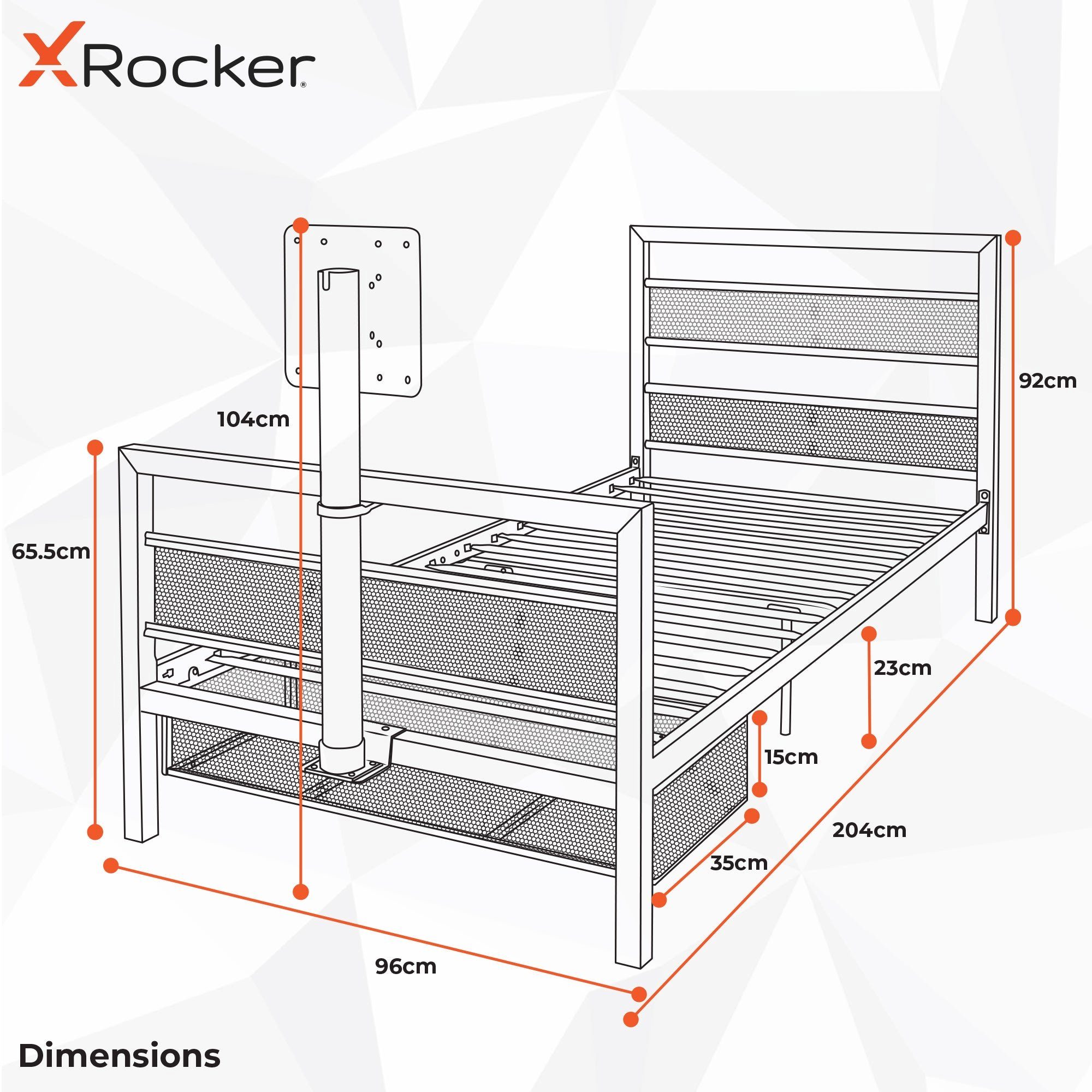 X Rocker Multimediabett Basecamp Gaming Metall Bett mit TV-Halterung für Kinder & Jugendliche