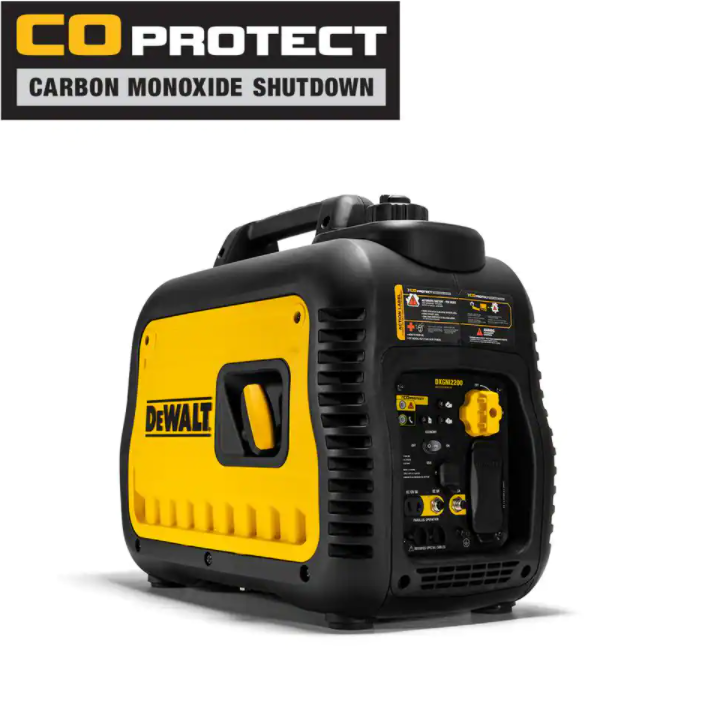 Gerador inversor DEWALT Ultra Silencioso de 2200 W com partida manual, movido a gasolina, afogador automático e tecnologia CO-PROTECT, 50-ST