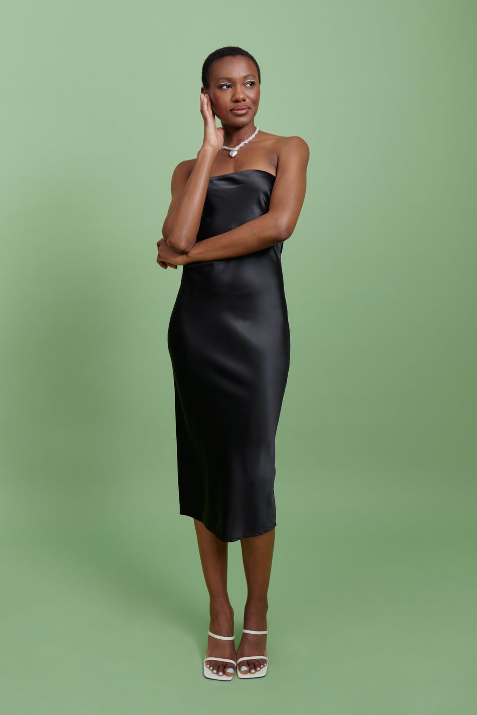 Satin tube midi dress