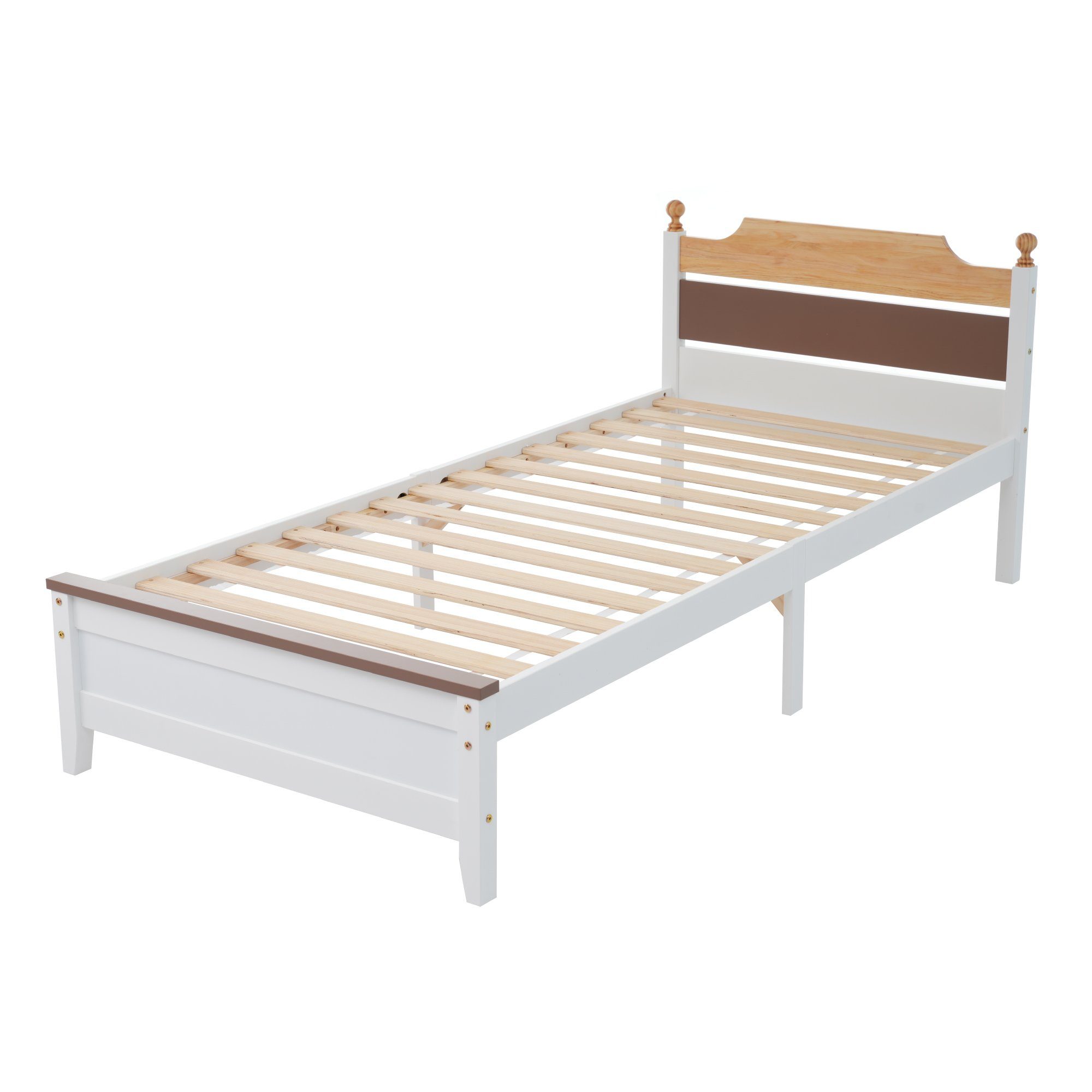 Gotagee Holzbett Holzbett Jugendbett Einzelbett Weiß Doppelbett Kiefernholzrahmen Bett