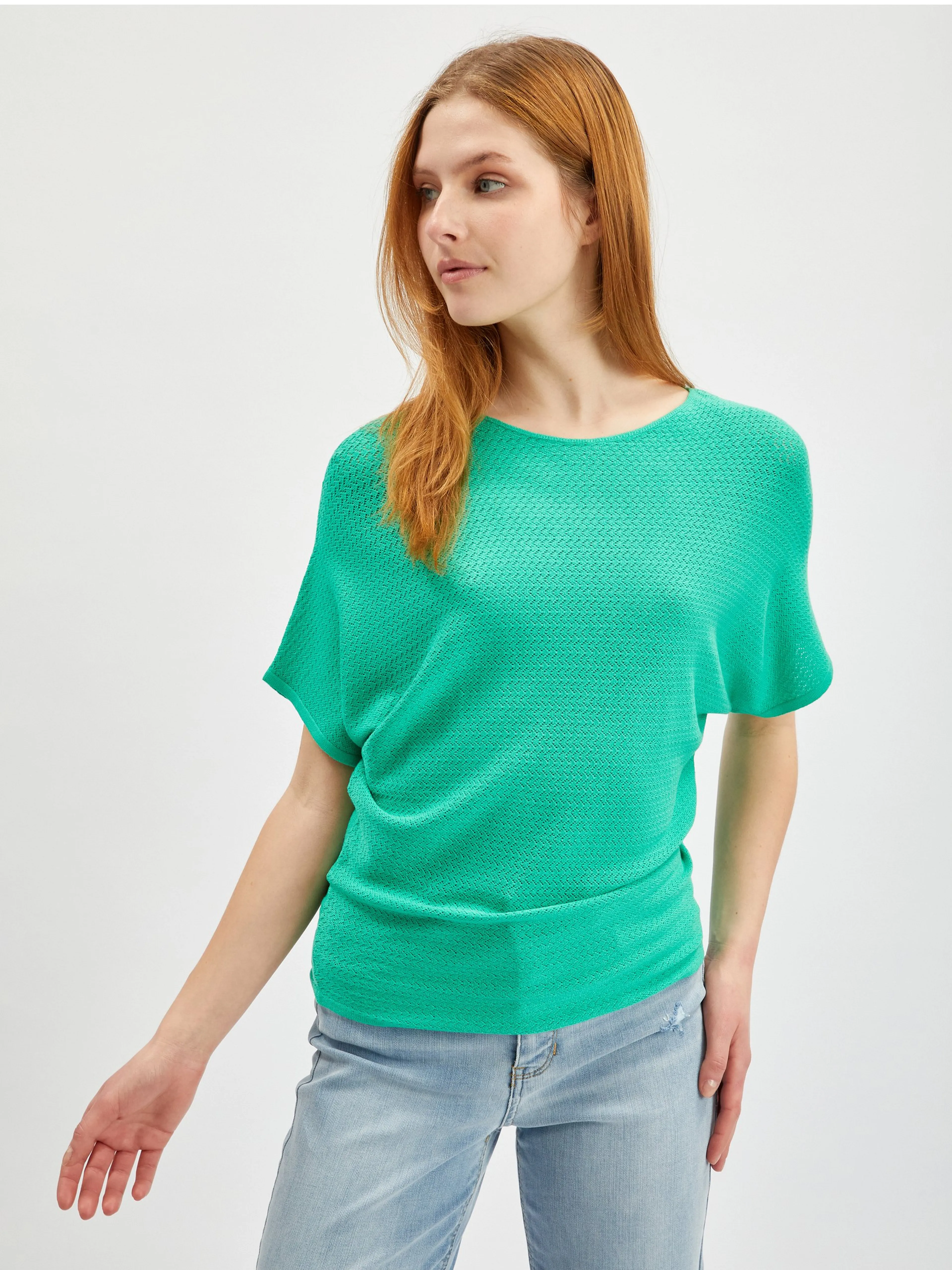 Hellgrüner Damen-Kurzarmpullover ORSAY