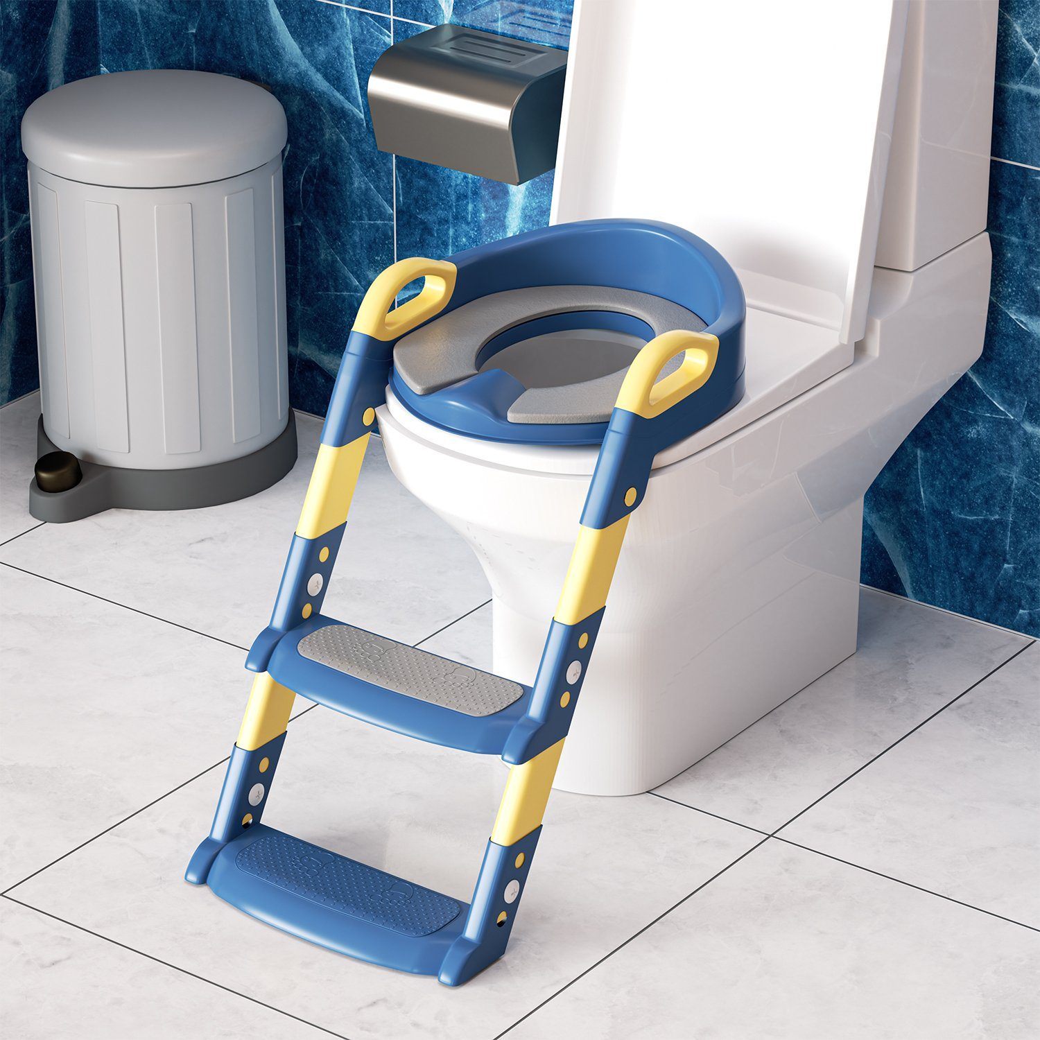 TolleTour Toilettentrainer mit Leiter Treppe Kindersitz Toilettensitz Töpfchen Blau RoSe