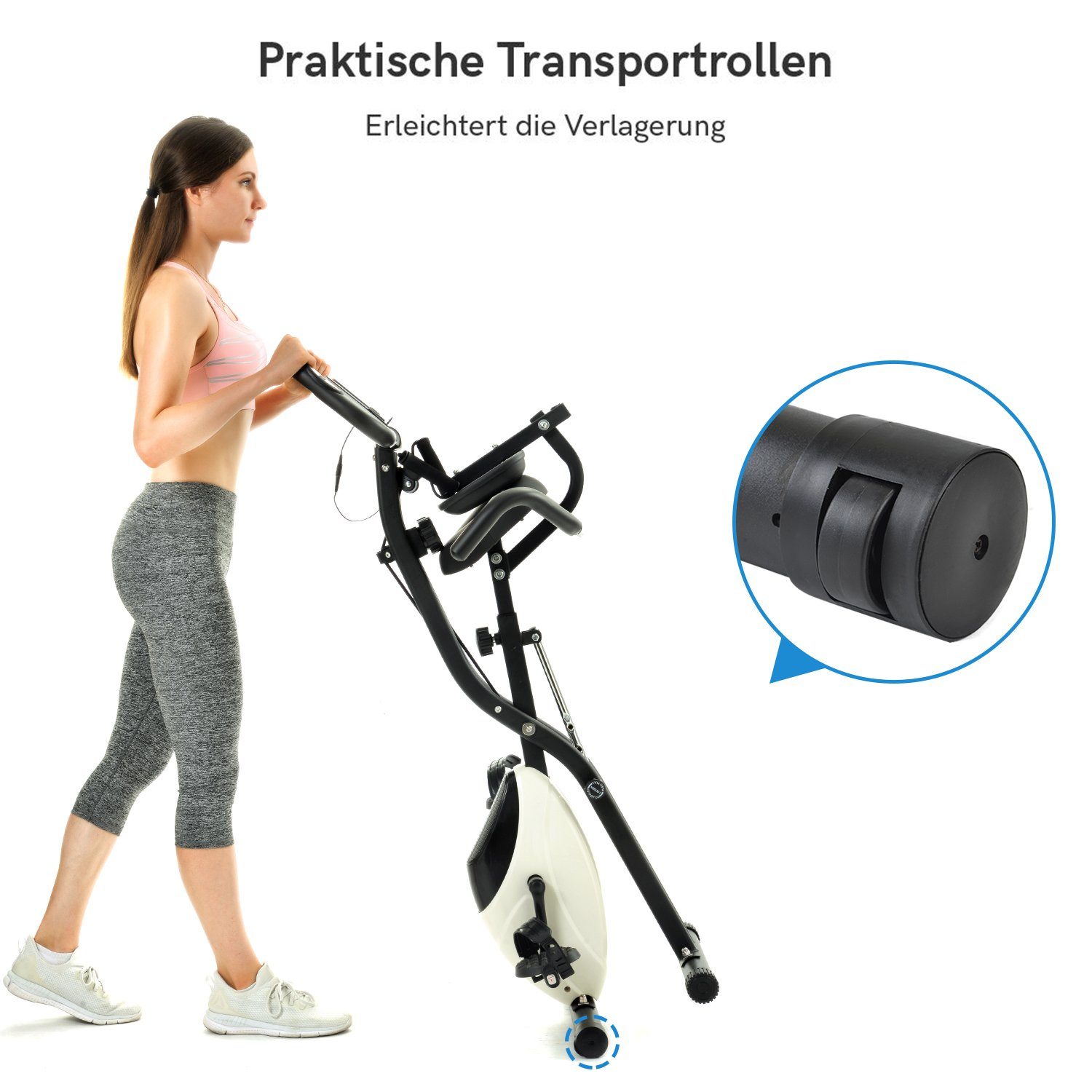 WISHDOR Heimtrainer Magnetisch faltbares Fitnessfahrrad (Der klare digitale Monitor, 4-in-1-Fitnessdesigns), Verbesserte Spannkraftregelung Ultrakompaktes Design