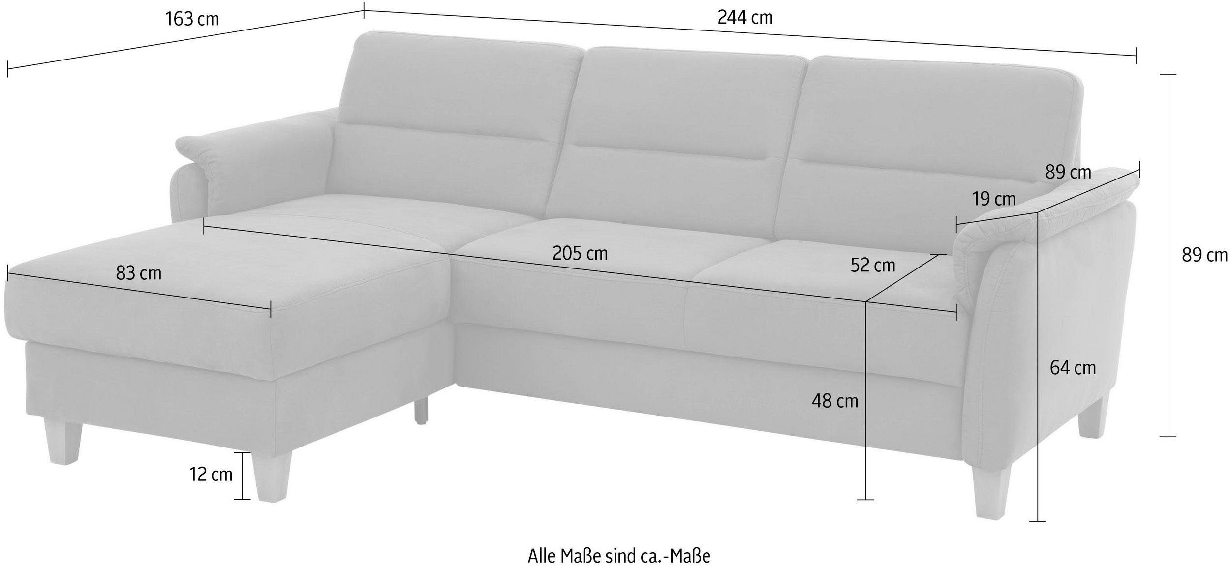 Home affaire Ecksofa Palmera, Federkern, wahlweise mit Bettfunktion und mit/ohne Bettkasten