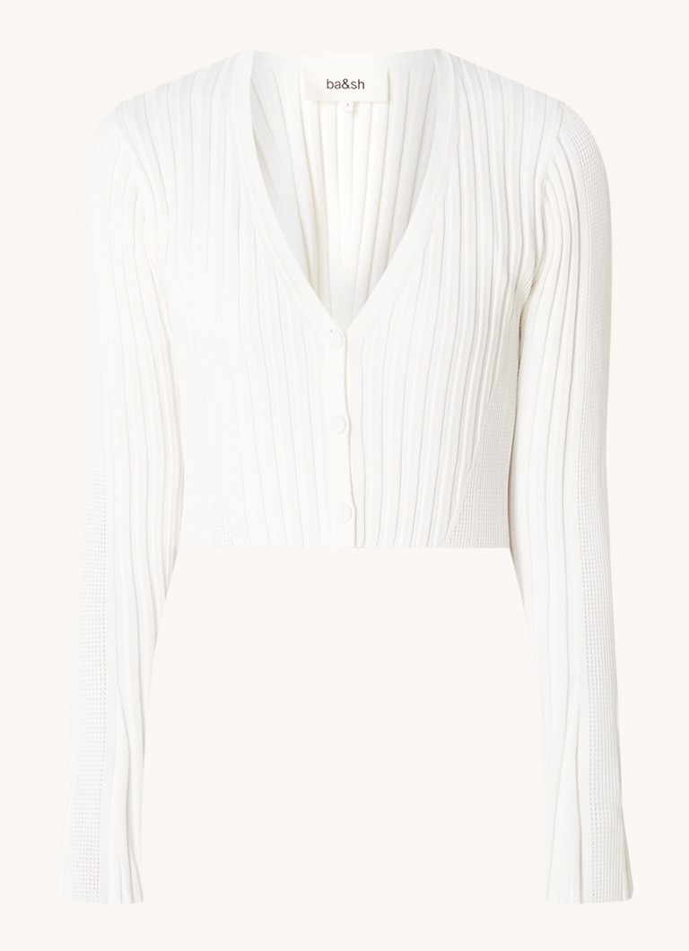ba&sh Pusha rib knitted crop top with button detail