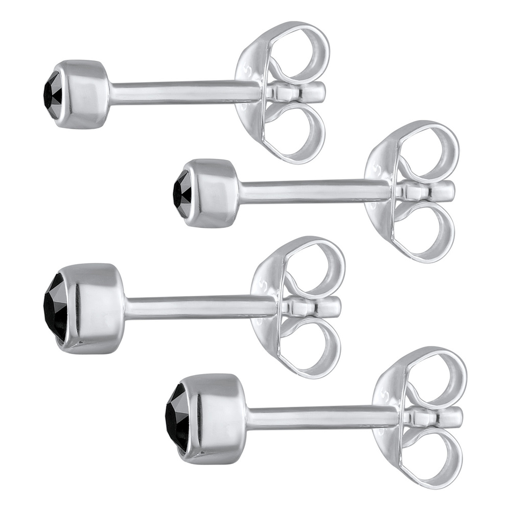 Elli Elli Boucles d'Oreilles Femmes clous d'oreilles Basique set de 2 avec cristal en  Boucles d'oreilles