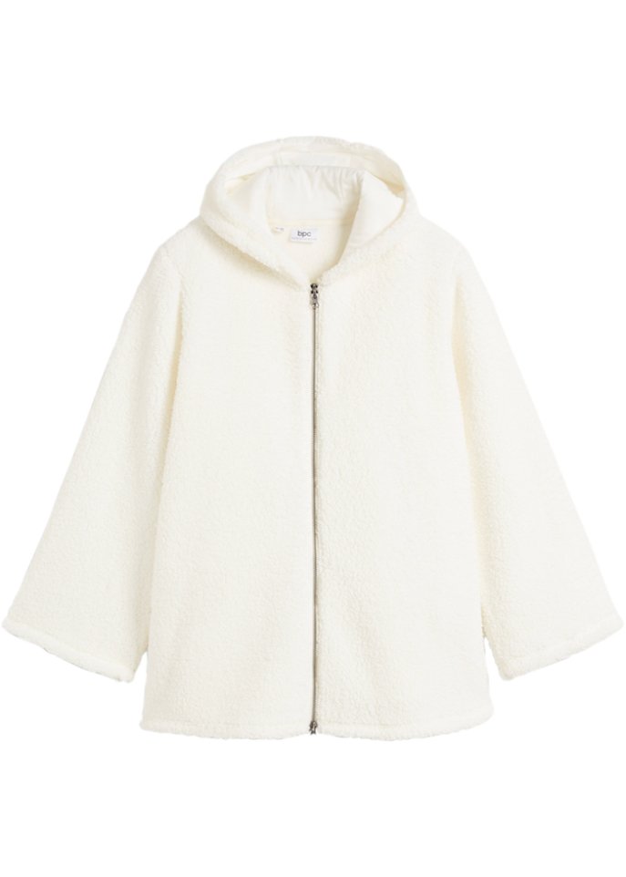Teddy-Fleecejacke in A-Line mit Seitenschlitzen