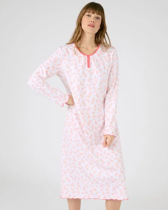 Chemise de nuit imprimée maille jersey coton peigné