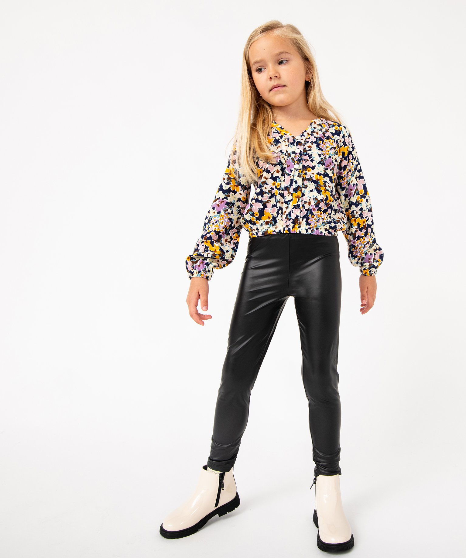 Legging long en matière extensible fille noir | GEMO