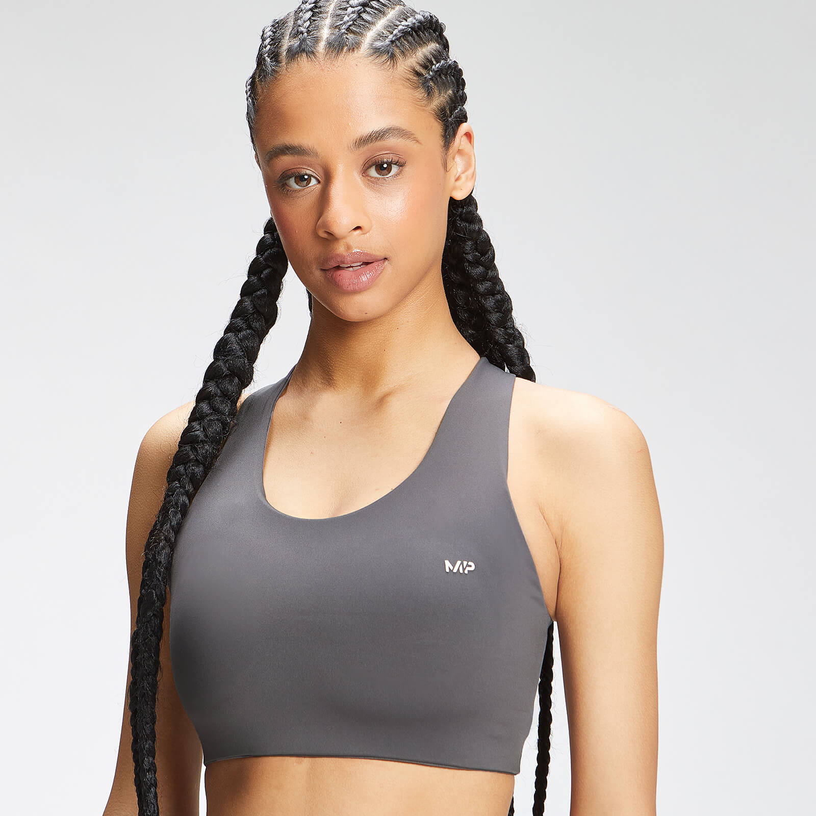 Brassière de sport à dos croisé Repreve® MP Tempo pour femmes – Carbone
