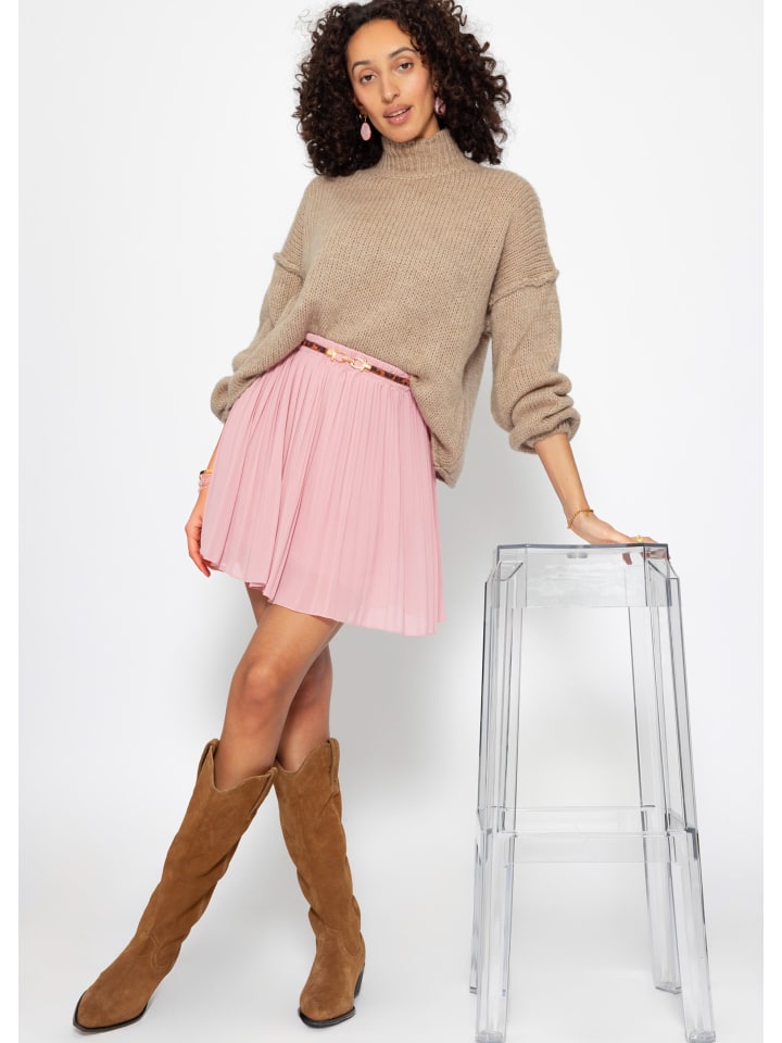 SASSYCLASSY Plissée-Rock aus Chiffon in Rosa günstig kaufen