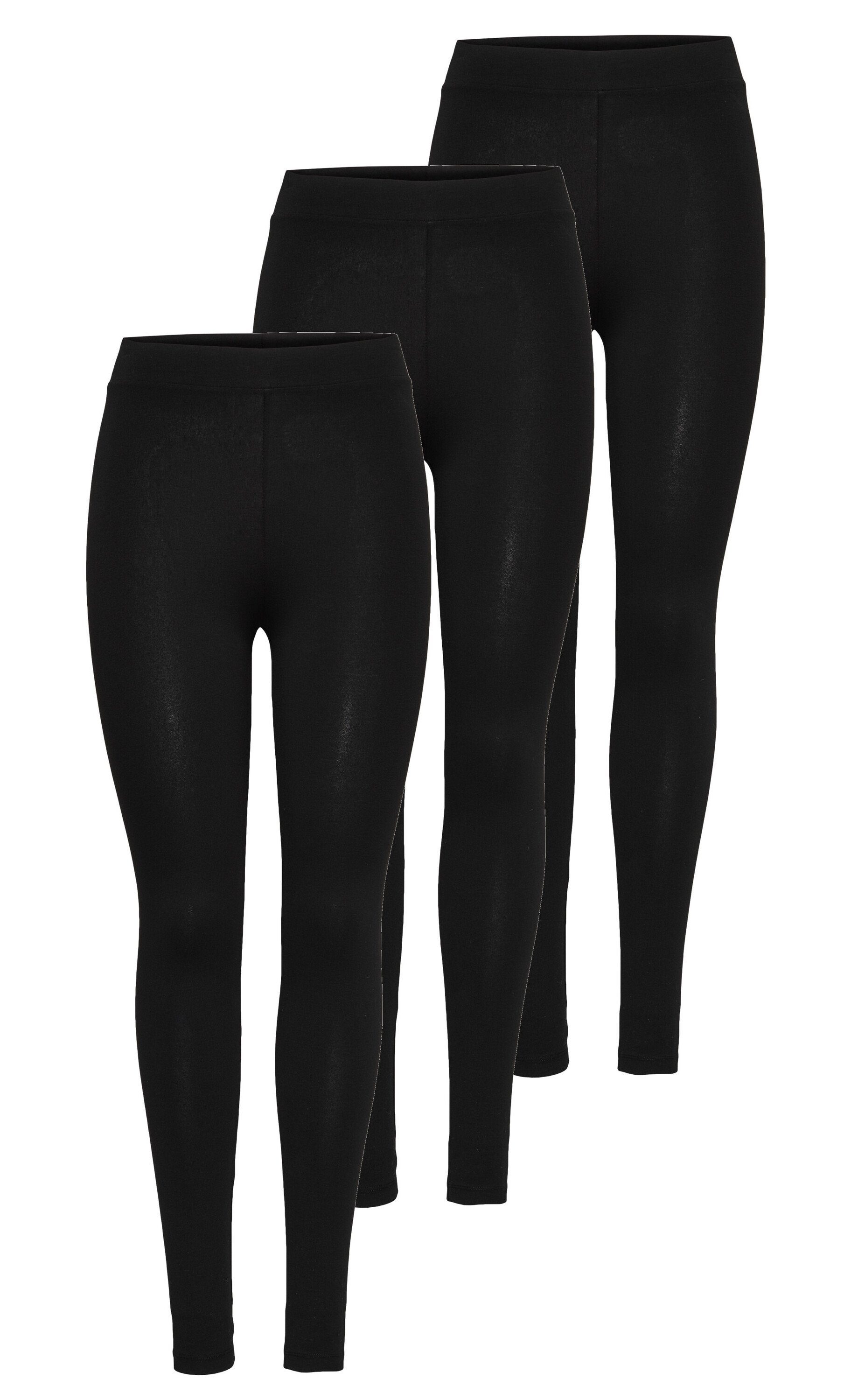 ONLY Leggings ONLLIVE LOVE NEW GE (3-tlg., 3er Pack) an der Hüfte nicht zu kurz, blickdicht