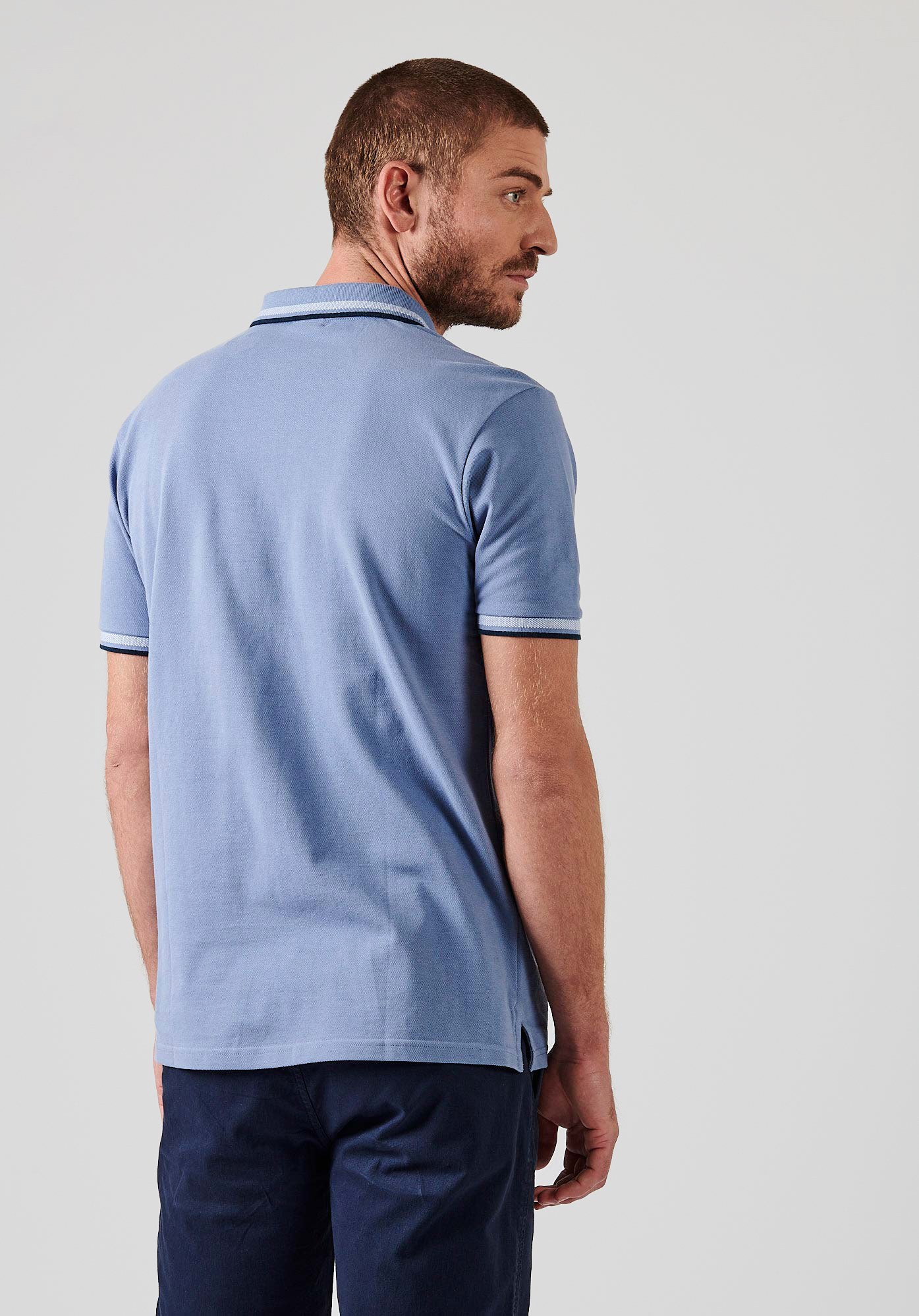 RAYOC  Polo bleu homme 100% coton bio