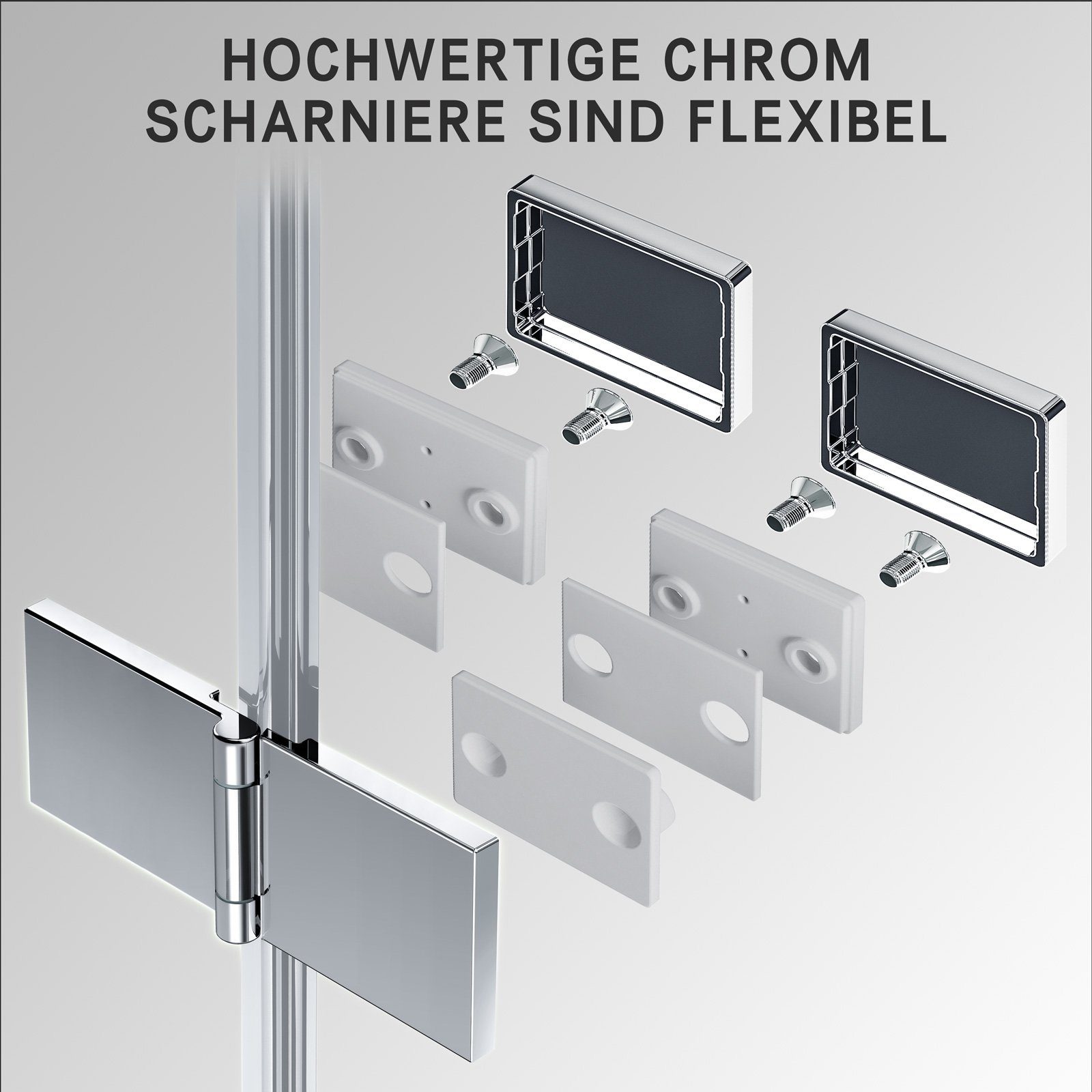 Boromal Badewannenaufsatz Duschwand für Badewanne Badewannenfaltwand 3-teilig faltbar mit NANO, Einscheibensicherheitsglas, Sicherheitsglas nach EN 12150, Easy-Clean Oberflächenbeschichtung