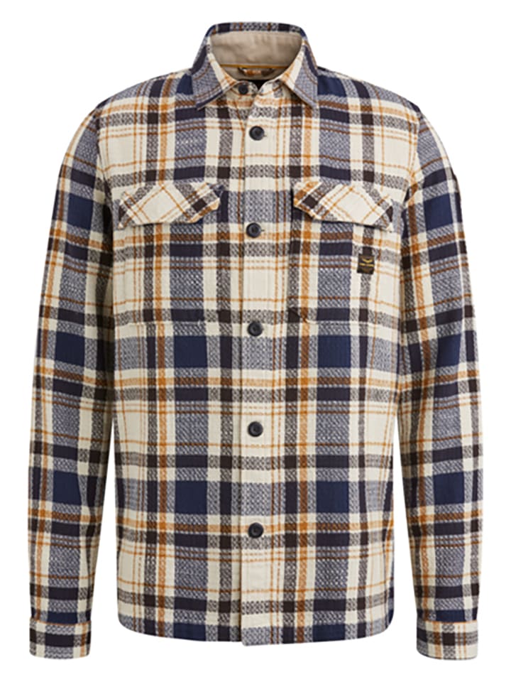 PME Legend Hemd - Regular fit - in Beige/ Dunkelblau günstig kaufen