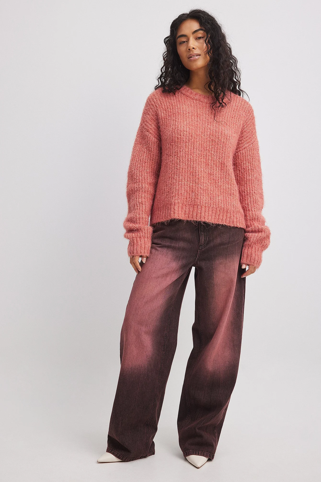 Weite Jeans mit tiefer Taille