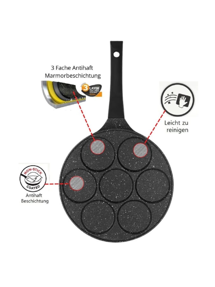 Cheffinger Pfannkuchen 7-Fächer Crepe Pfanne Ø26cm in Schwarz günstig kaufen onesize