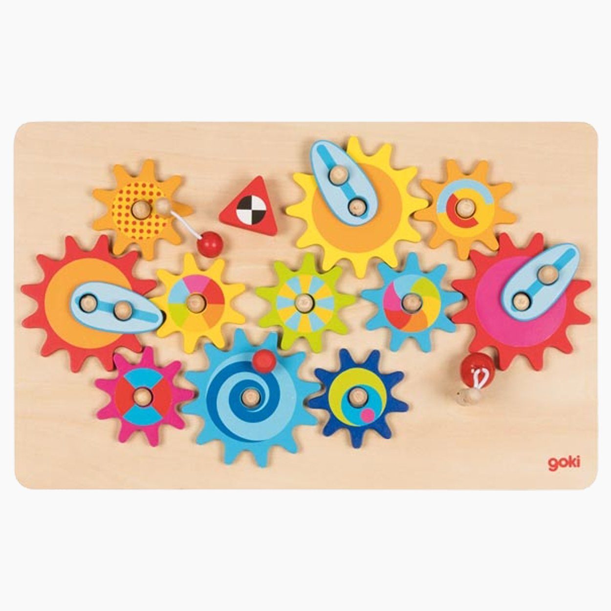 goki Lernspielzeug Das große Zahnradspiel nach Art Montessori, So kreativ, verspielt muss Lernen sein.