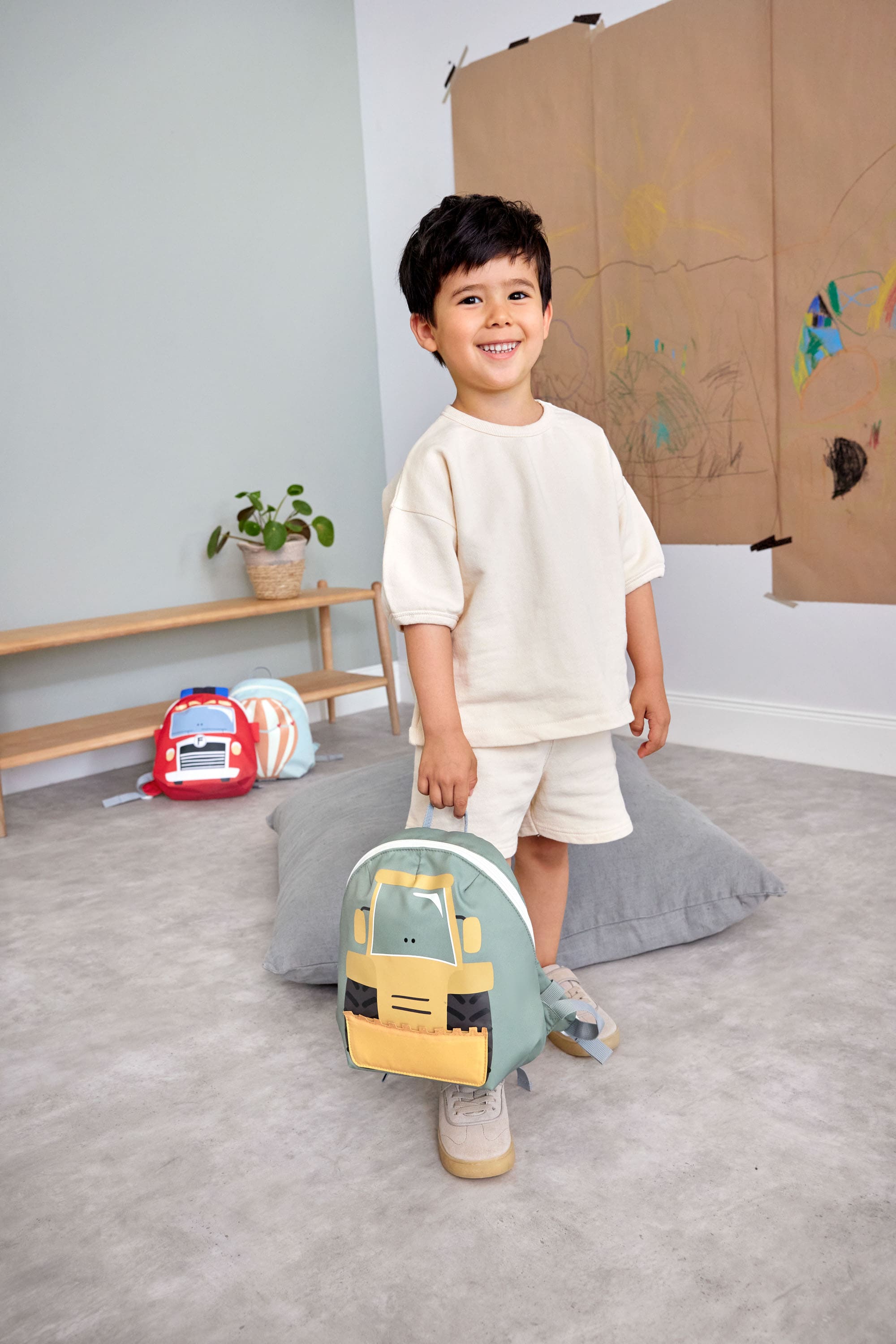 Kindergartenrucksack Tiny - Bagger, Gelb