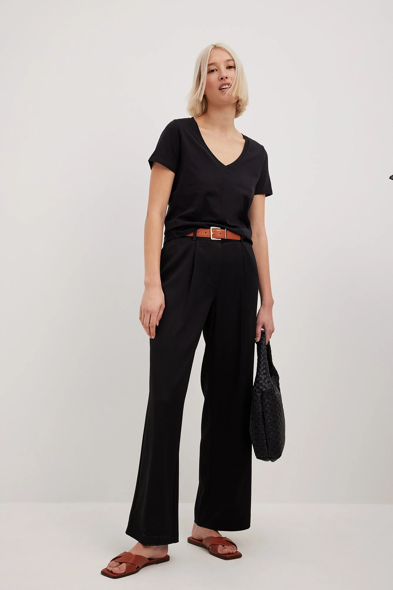 Anzughose mit mittlerer Taille und geradem Bein