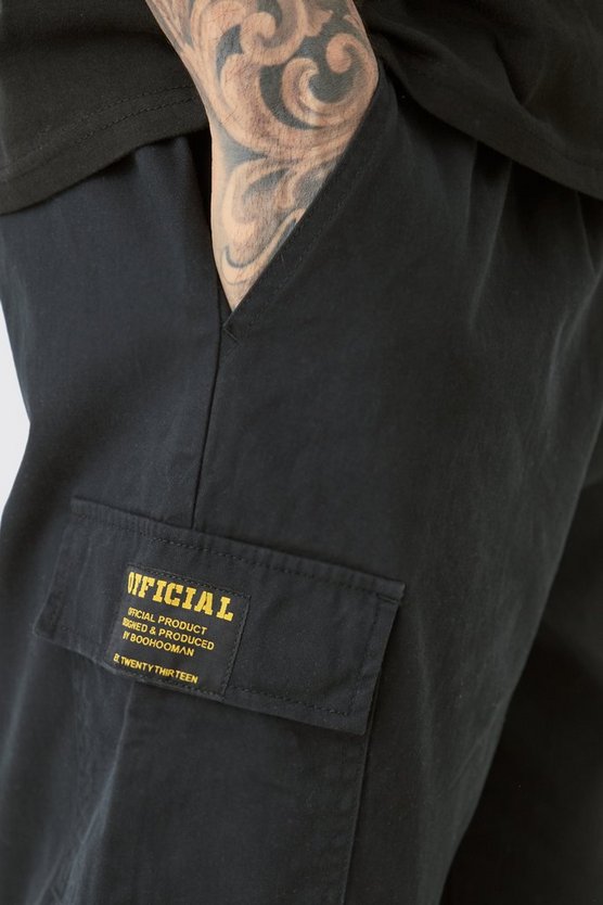Tall lockere Twill Cargohose mit elastischem Bund