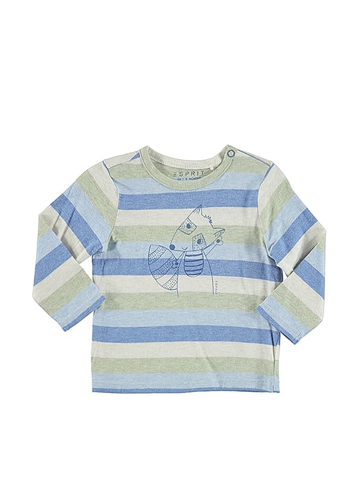 ESPRIT Longsleeve in Blau/ Grün/ Weiß günstig kaufen 68