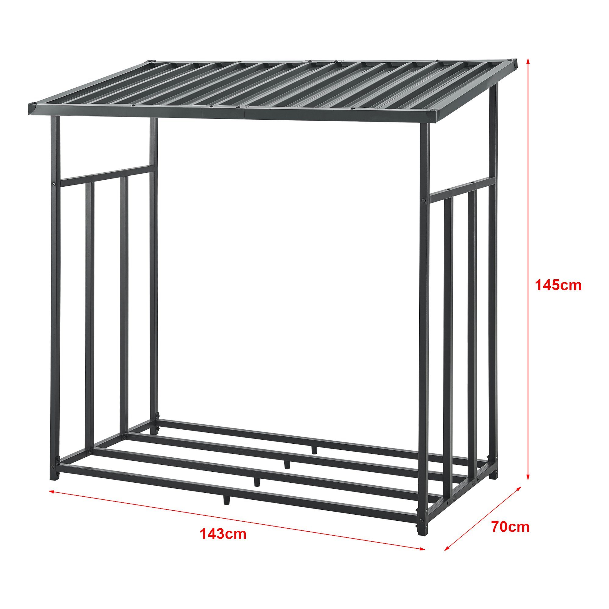 casa.pro Kaminholzregal, BxTxH:143x70x145 cm, Yakutat Kaminholzregal 145x143x70cm Schwarz