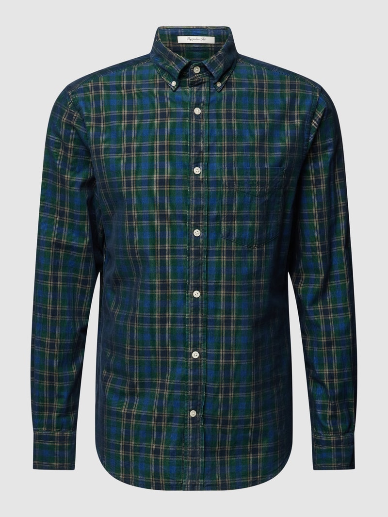 Regular Fit Freizeithemd mit Label-Stitching in grün