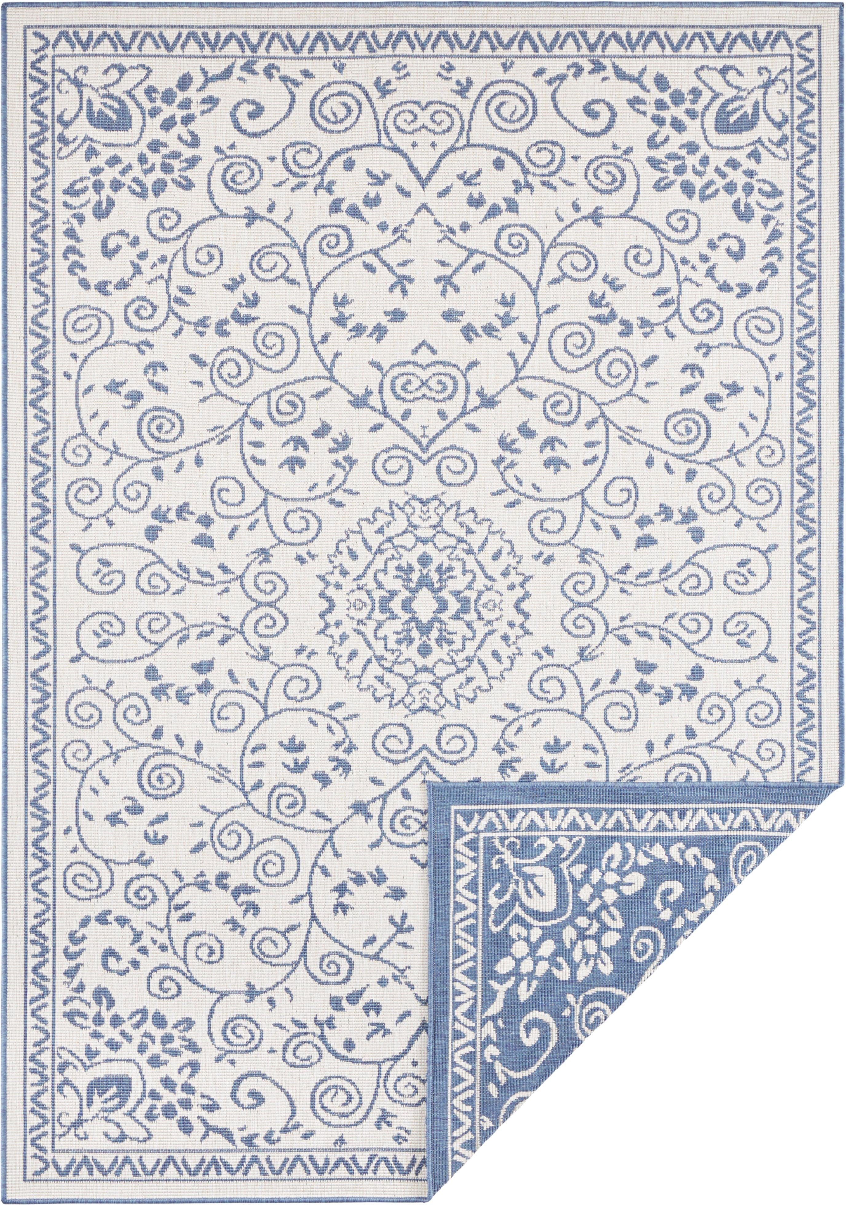 Teppich LEYTE Wendeteppich, NORTHRUGS, rechteckig, Höhe: 5 mm, In-& Outdoor, Teppich, Vintage, Wetterfest, Balkon, Garten, Wohnzimmer