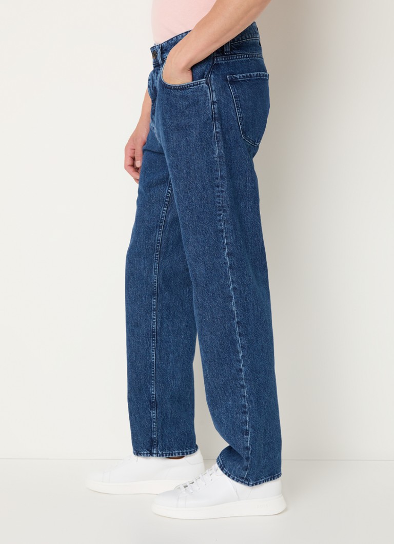 Calça jeans reta HUGO BOSS H-Akron com lavagem escura