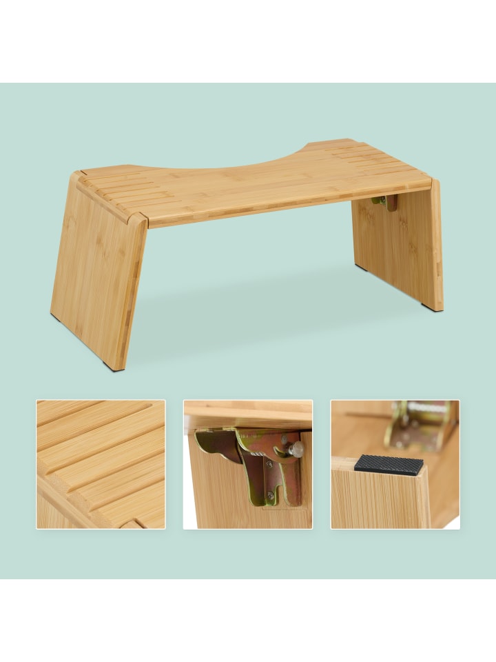relaxdays Toilettenhocker in Natur - (B)48,5 x (H)19 x (T)20 cm günstig kaufen onesize