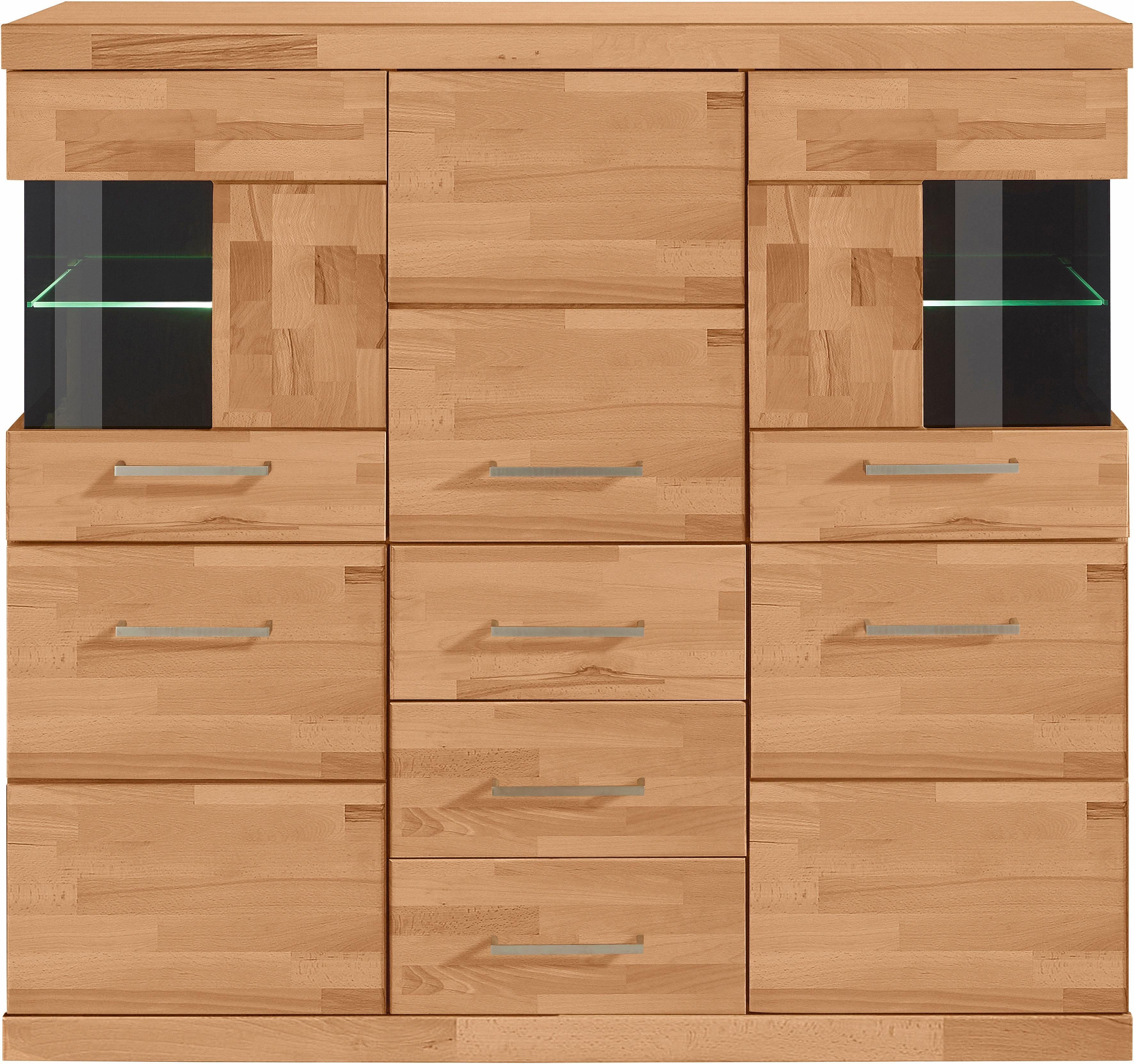 Woltra Highboard Ribe, Breite 125 cm mit 2 Glastüren