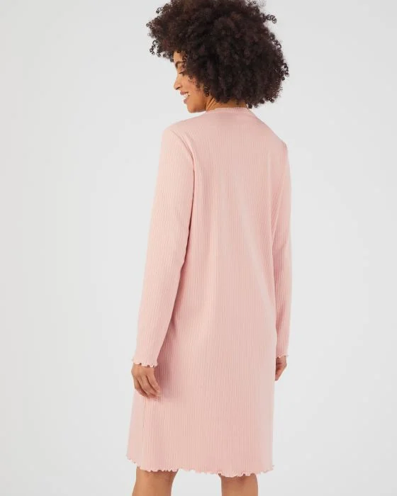 Chemise de nuit maille interlock côtelée douce et souple