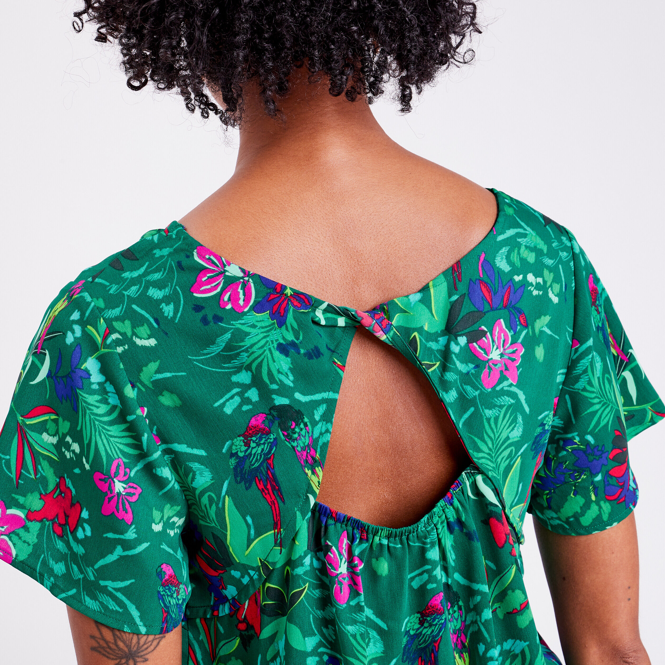 Blouse manches courtes vert femme | Cache Cache