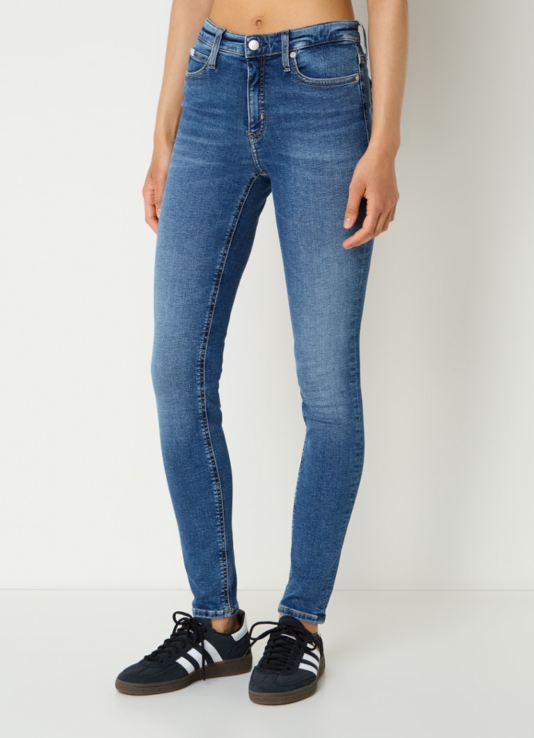 Jeans skinny a vita media Calvin Klein, lavaggio medio