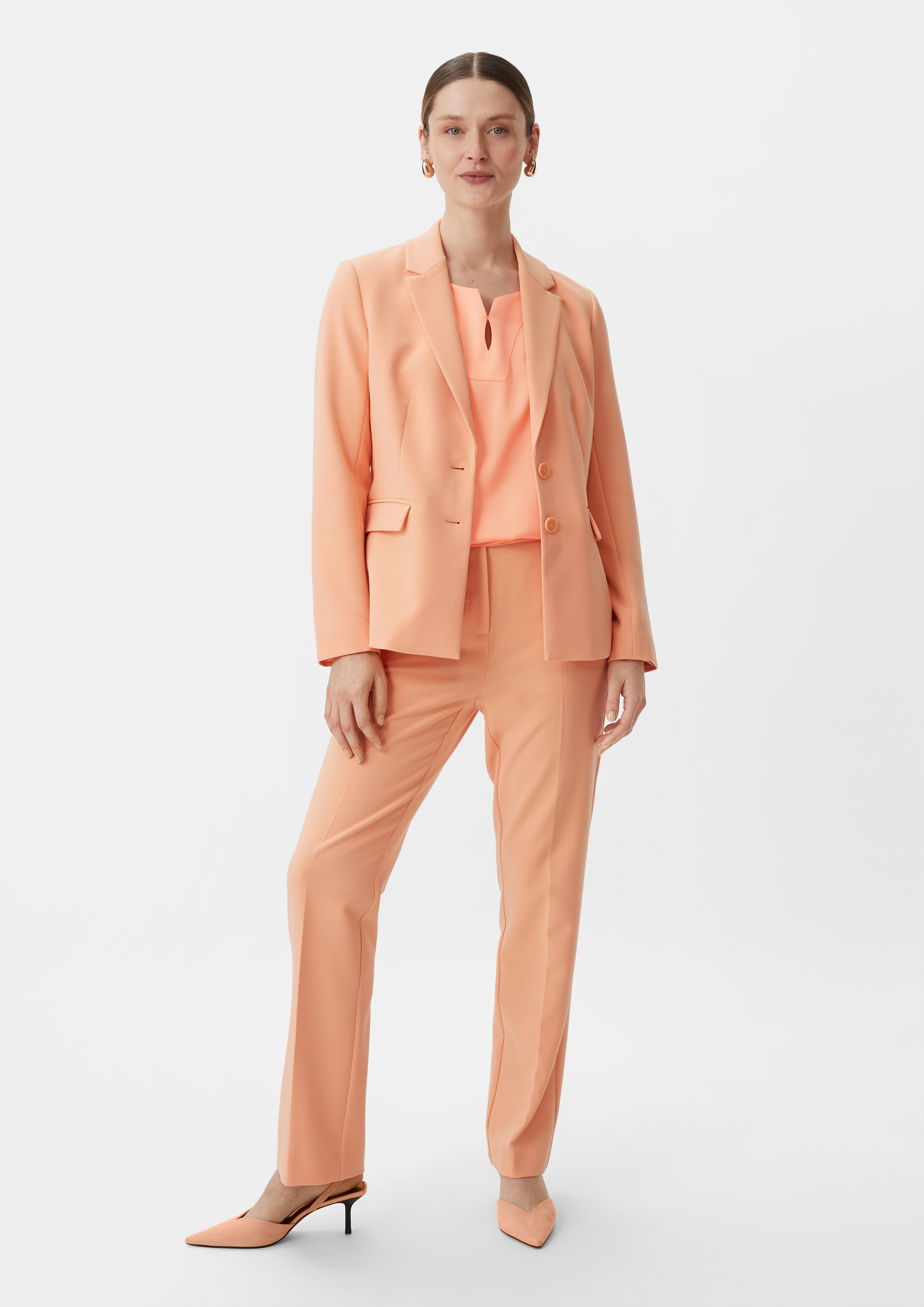 Satinbluse mit Tunika-Ausschnitt - papaya