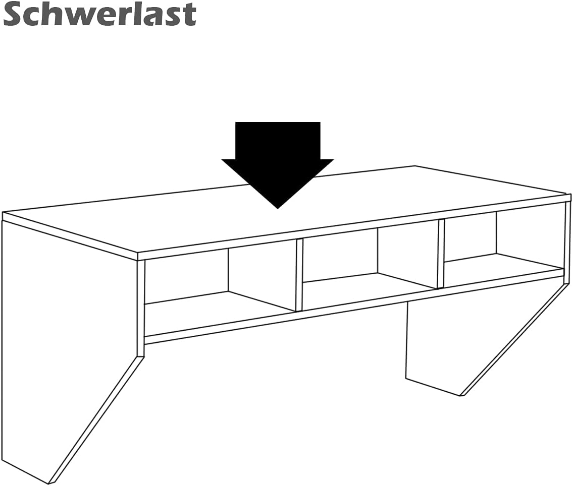 Costway COSTWAY Wandtisch Holz, Wandmontierbarer Computertisch mit 3 Ablageflächen