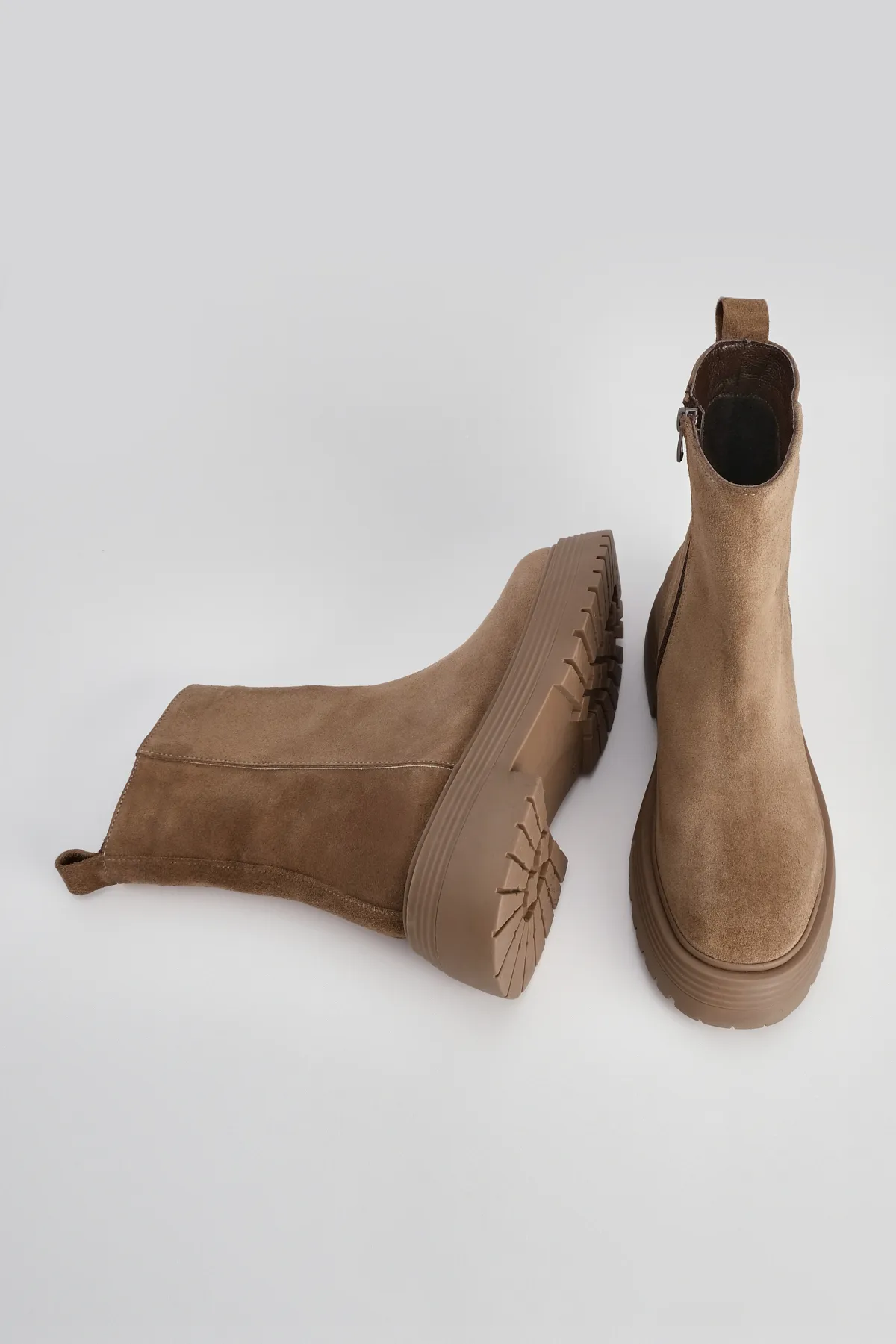 Marjin  Damen-Freizeitstiefel aus echtem Leder, dicke Sohle, umweltfreundliches Wildleder