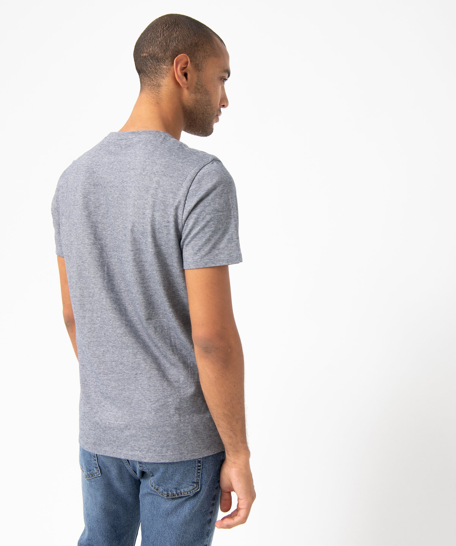 Tee-shirt homme à manches courtes et fines rayures bleu | GEMO