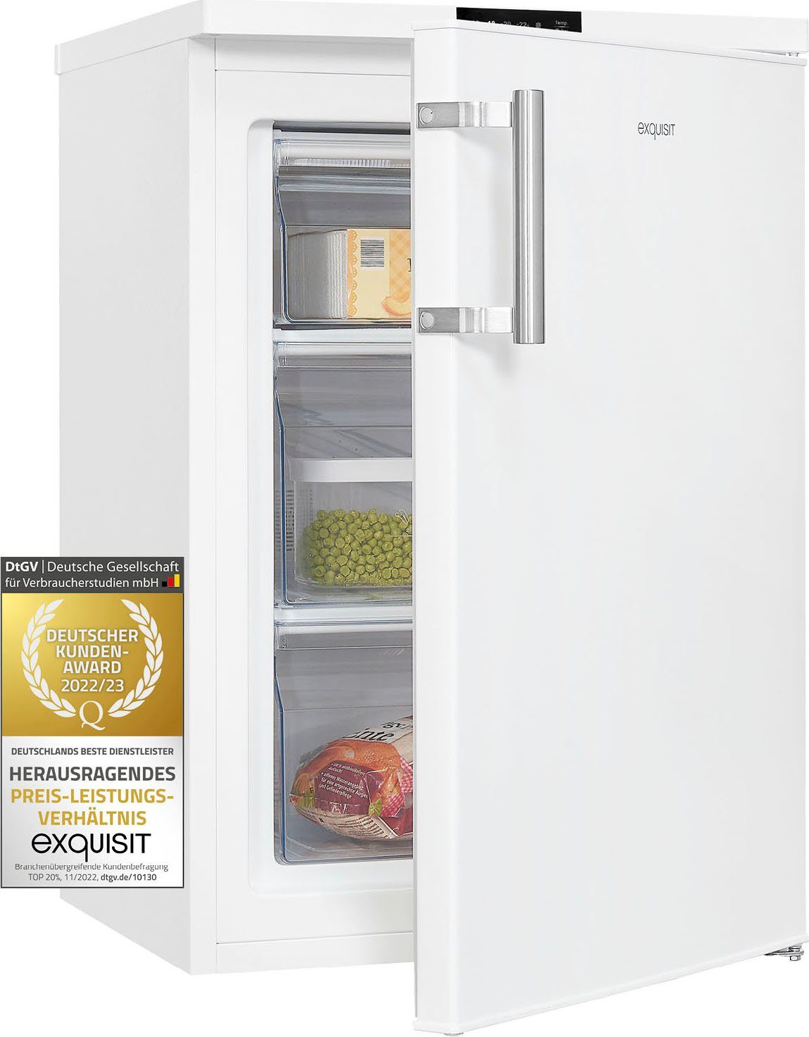 exquisit Gefrierschrank GS81-HE-010D weiss, 85,0 cm hoch, 56,0 cm breit